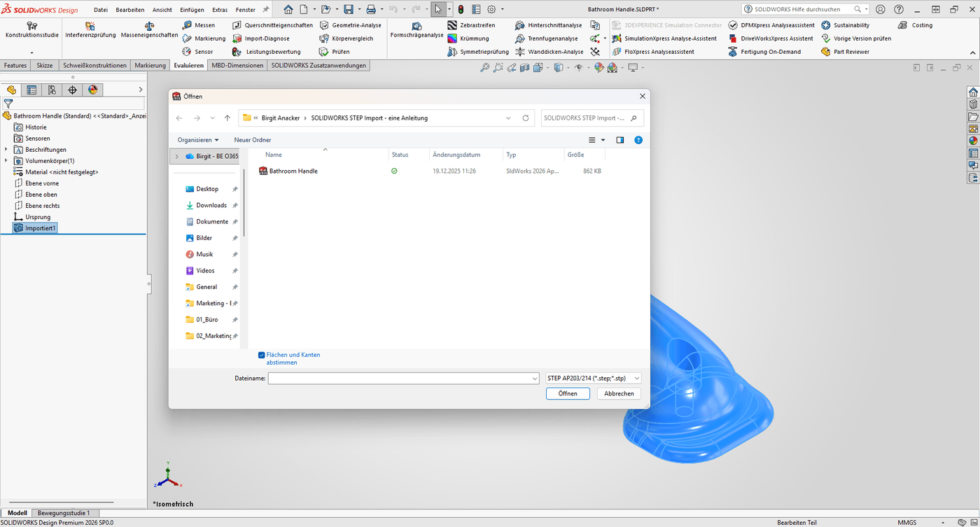 SOLIDWORKS-Import-Flaechen-abstimmen