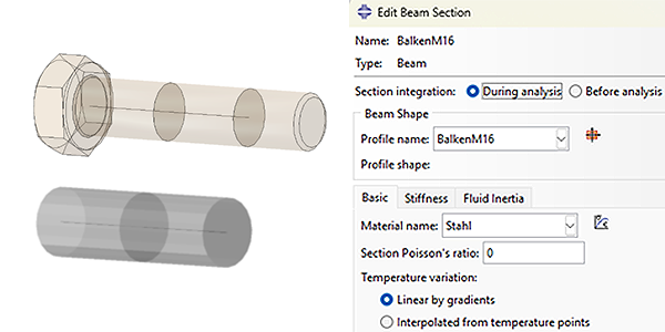 Balkenmodell mit Balkensektionen im Modul Part und Property