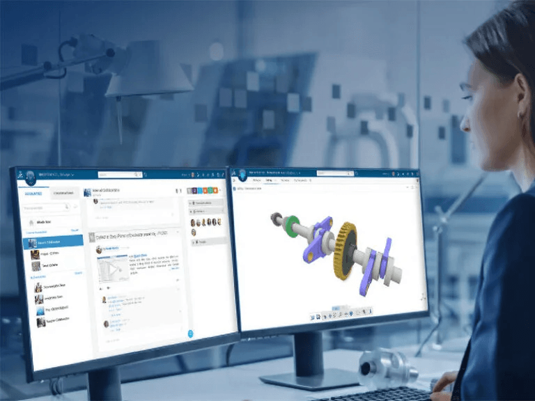 ERP PDM Oberfläche PC Benutzeroberfläche eines integrierten ERP- und PDM-Systems auf einem PC-Bildschirm