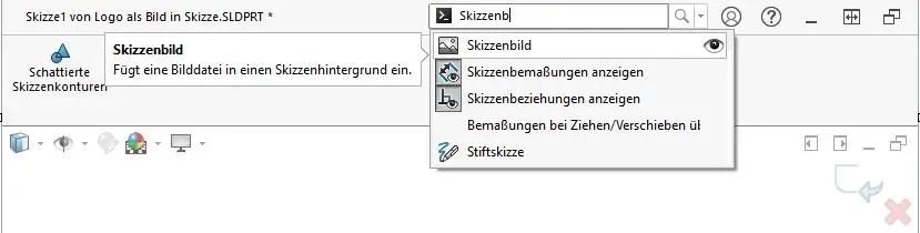 Logo in Skizze Befehlssuche