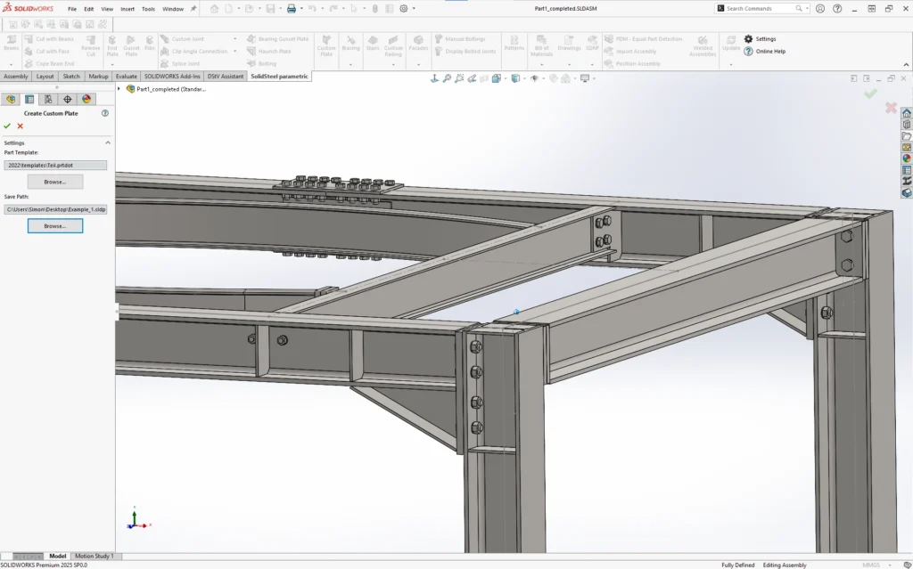 Neue Funktion zur Erstellung eines neuen Blechs in SolidSteel
