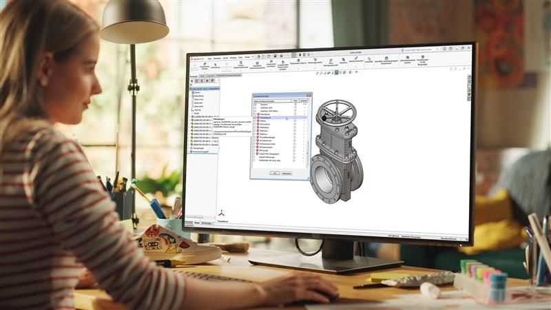 Person am Arbeitsplatz mit Bechtle PLM PowerTools Nutzerin oder Nutzer am Arbeitsplatz mit Bechtle PLM PowerTools Software