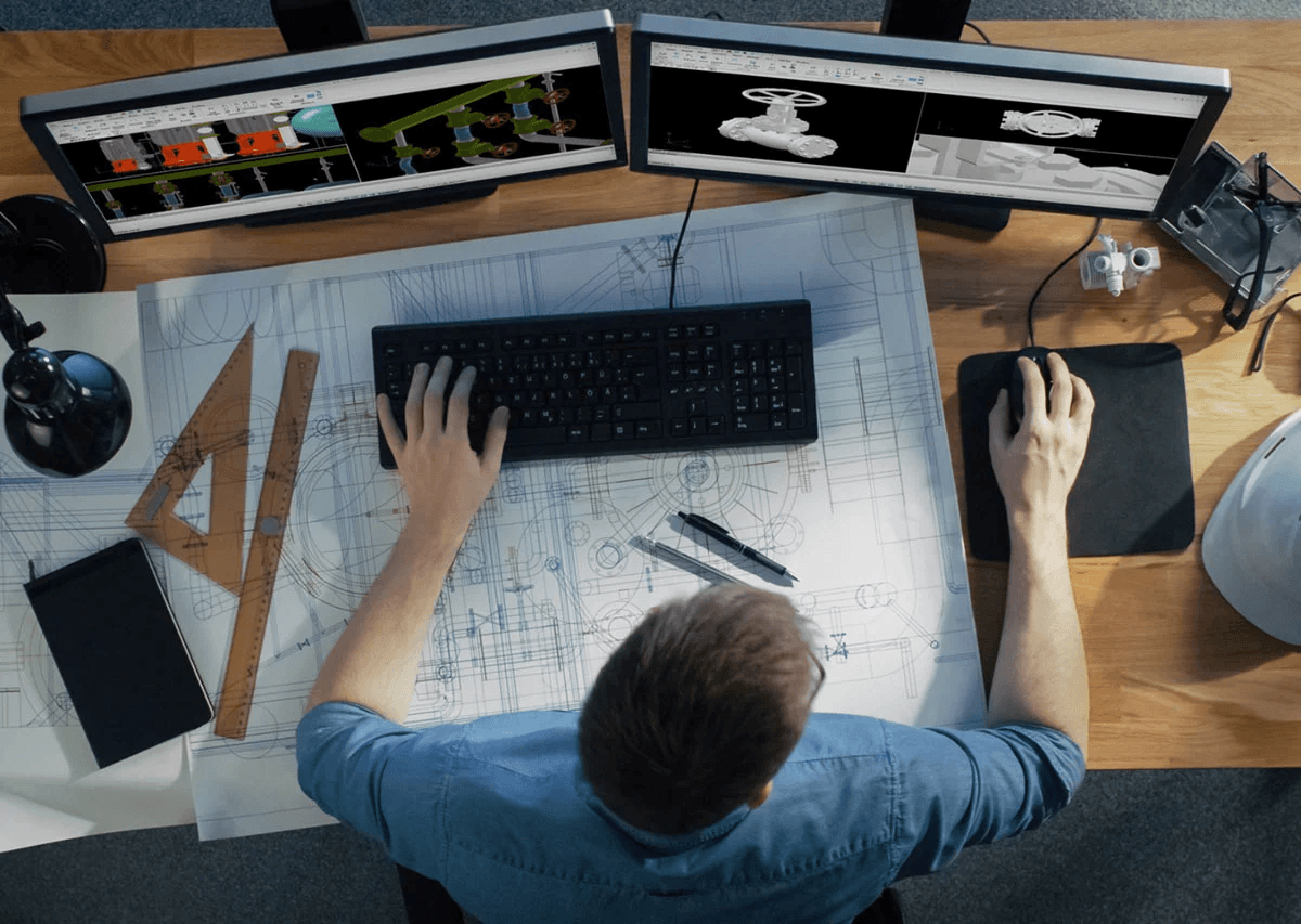 person-arbeitsplatz-2d-cad-system