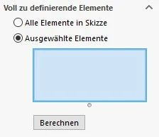 Ausgewählte Elemente in einer Skizze innerhalb der CAD-Umgebung