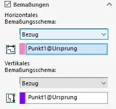 Horizontales Bemassungsschema in einer CAD-Skizze zur Definition von Abständen