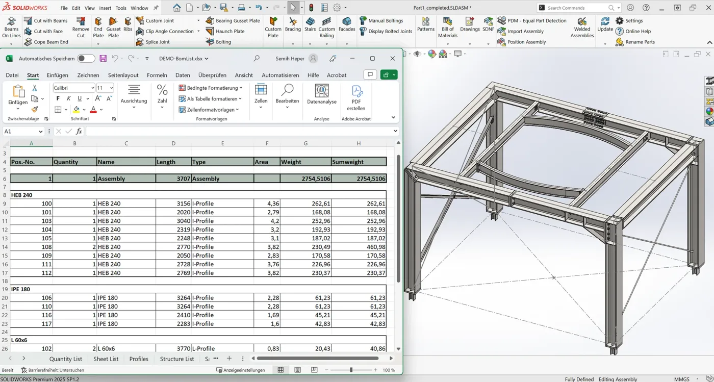 solidsteel-parametric-stahlbautypische-stücklisten-automatisch-erstellen
