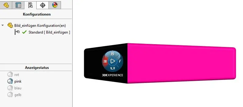 SOLIDWORKS Anzeigestatus Pink