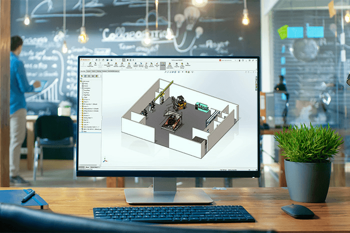 STEP-Datei-Import auf einem Bildschirm in SOLIDWORKS