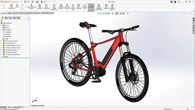 Abbildung einer Solidworks Fahrrad Konstruktion