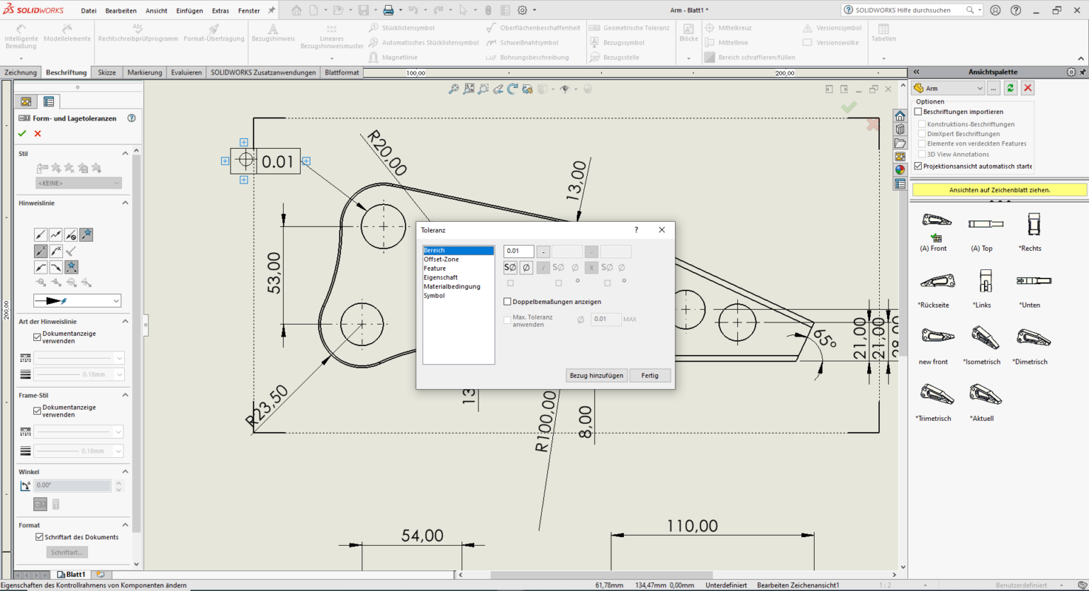 Toleranzeinstellungen in SOLIDWORKS