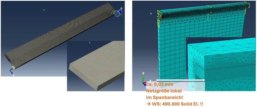 Elementierung des Werkstücks bei Spanberechnung mit Abaqus