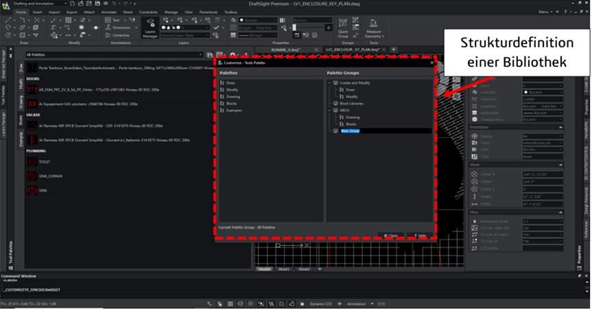 Struktur einer CAD-Bibliothek in DraftSight definieren