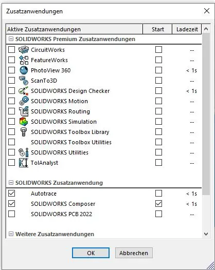 Zusatzanwendungen Solidworks